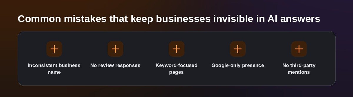 Common mistakes that keep businesses invisible in AI answers